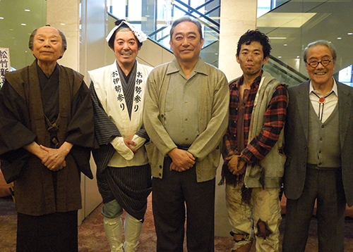 公演の意気込みを語る（左から）小島慶四郎、曾我廼家寛太郎、渋谷天外、藤山扇治郎、高田次郎