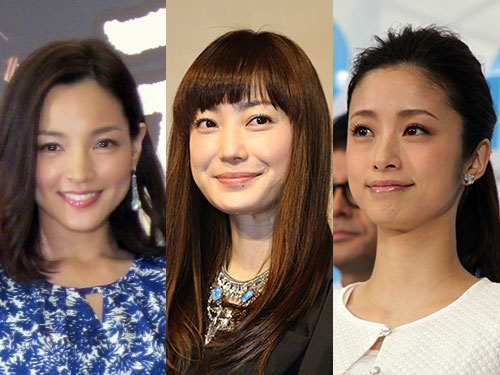 妊娠を発表した（左から）国仲涼子、菅野美穂、上戸彩