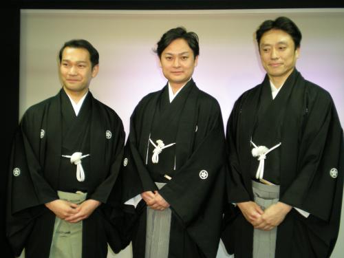 「近鉄アート館」で「あべの歌舞伎」を開催する、（左から）片岡千次郎、片岡千壽、片岡松十郎