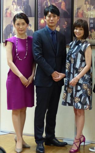 「道玄坂綺譚」の製作発表に出席した（左から）一路真輝、平岡祐太、倉科カナ