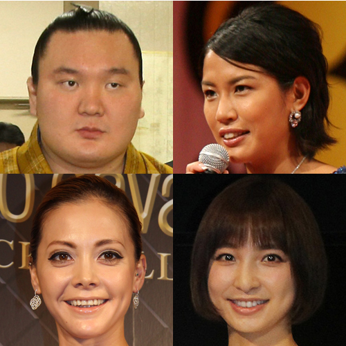 （左上から時計回りに）白鵬、奥山佳恵、篠田麻里子、土屋アンナ