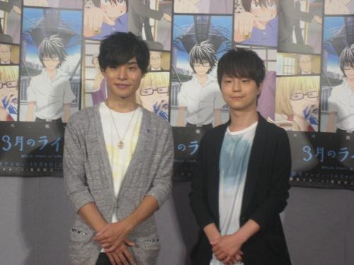 ｎｈｋのアニメ ３月のライオン 試写会に出席した 左から 岡本信彦 河西健吾 スポニチ Sponichi Annex 芸能