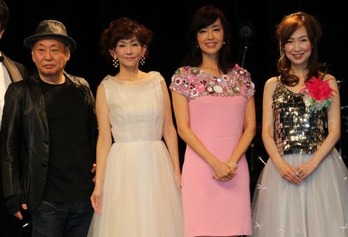 本田美奈子．さん追悼公演「リブ・フォー・ライフ音楽彩」に出演した（左から）泉谷しげる、松本伊代、早見優、森口博子