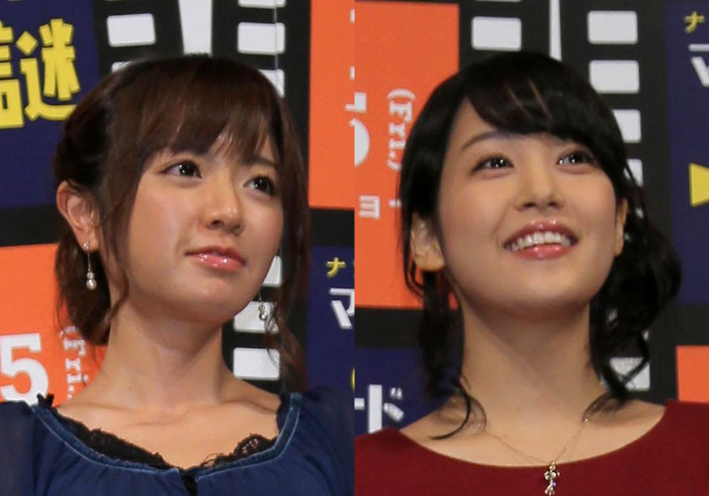 テレビ東京の紺野あさ美アナウンサー（左）と鷲見玲奈アナウンサー
