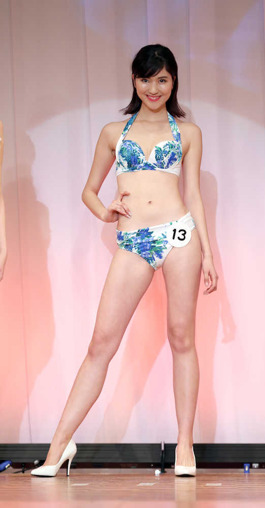 ＜ミス日本コンテスト２０１７＞水着姿で登場する「みどりの女神」受賞の野中葵さん