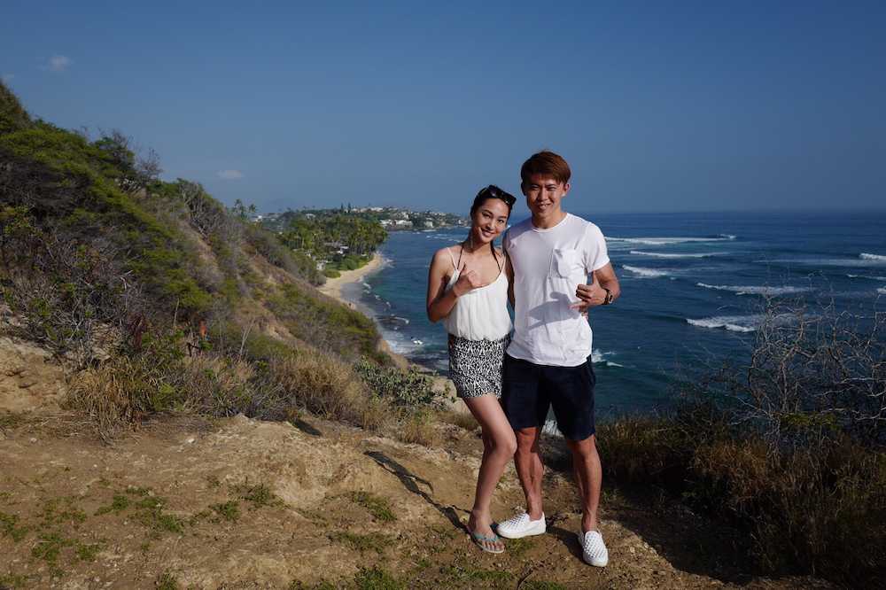 結婚した太田宏介と福間文香。結婚を強く意識した今年正月のハワイ旅行で