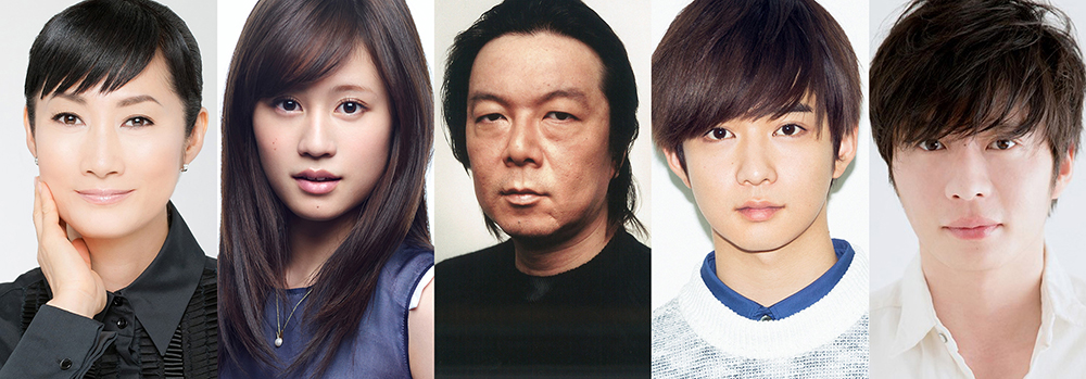 １０月期のフジテレビ月９ドラマに出演する（左から）余貴美子、前田敦子、古田新太、千葉雄大、田中圭