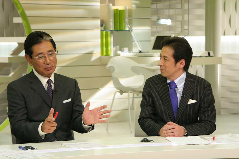 番組スタート当初の０６年１０月から日本テレビの報道番組「ＮＥＷＳ　ＺＥＲＯ」に出演していた星野仙一氏（左）とキャスターの村尾信尚氏