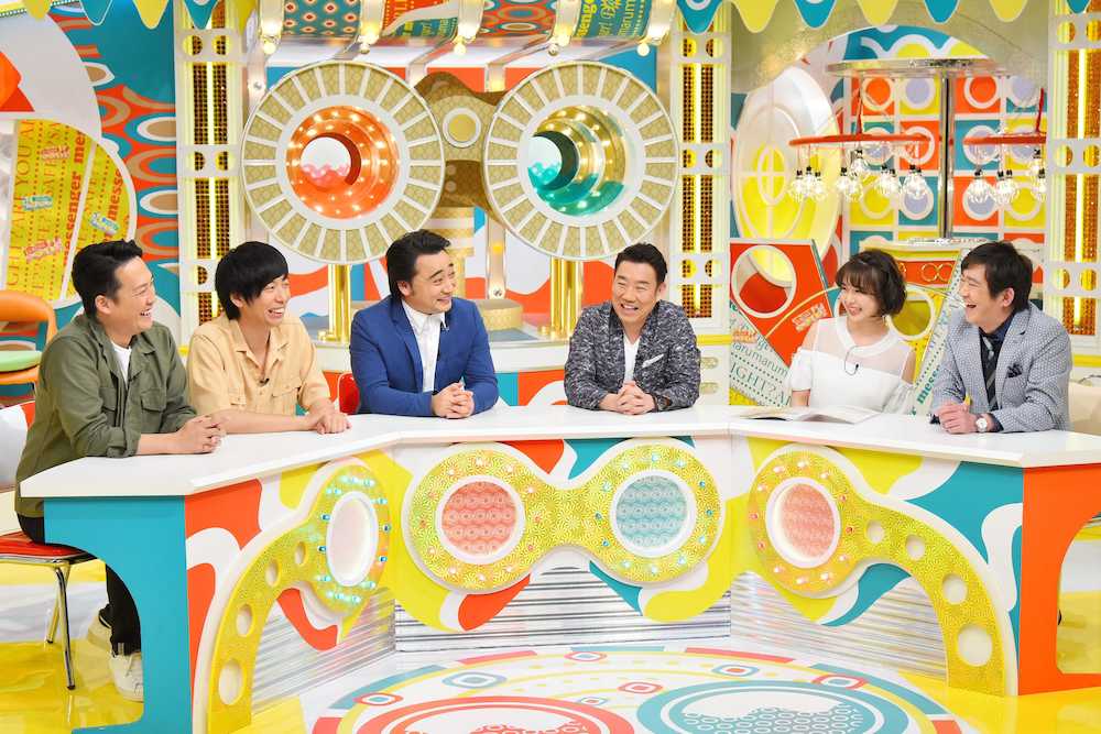 【画像・写真】ＭＢＳテレビ「「メッセンジャーの○○は大丈夫なのか？」でトークする（左から）藤崎マーケットの田崎佑一、トキ、ジャングルポケット・斉藤慎二、メッセンジャーあいはら雅一、籠谷さくら、黒田有