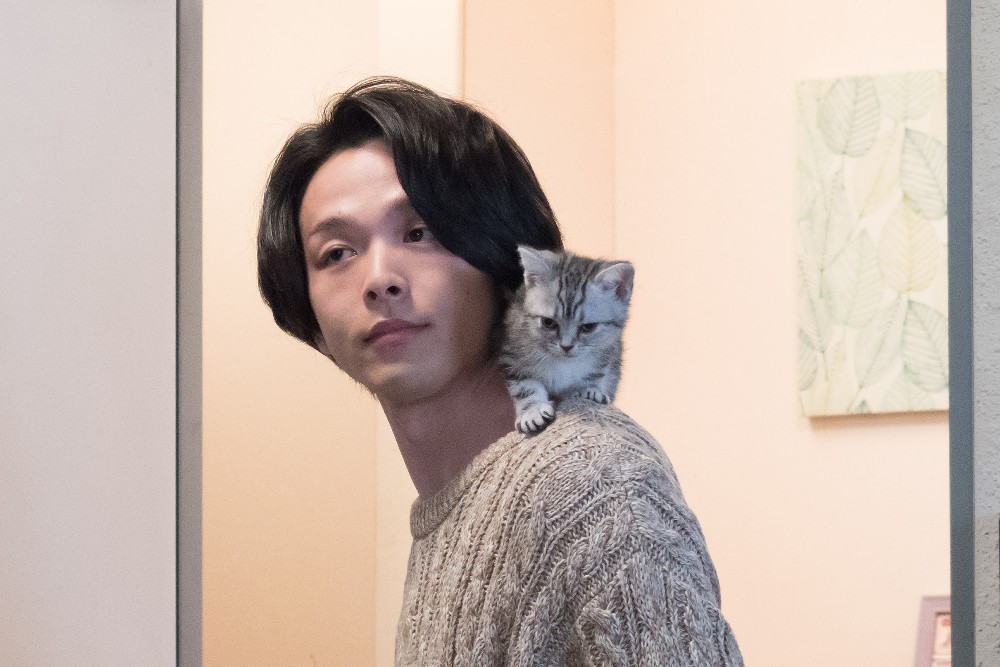中村倫也演じる朝井正人。猫を肩に乗せた初登場シーン、“何だコイツ感”を漂わせた（Ｃ）ＮＨＫ