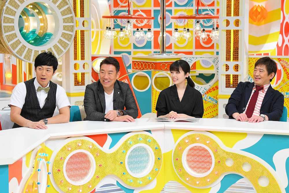 ＭＢＳテレビ「メッセンジャーの○○は大丈夫なのか？」に出演する（左から）東貴博、あいはら雅一、小芝風花、黒田有