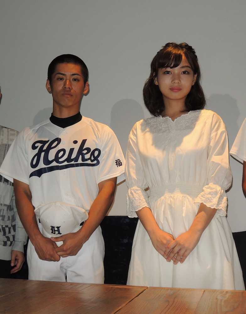 福島を舞台にした「それぞれのヒーローたち」で初の映画ヒロインを務める森脇なな（右）といわき市出身の俳優・飯田悠仁