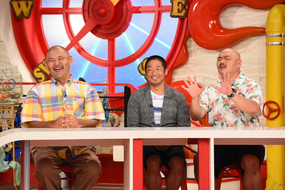 関西テレビ「マルコポロリ」で爆笑トークする（左から）「安田大サーカス」のＨＩＲＯ、団長安田、クロちゃん