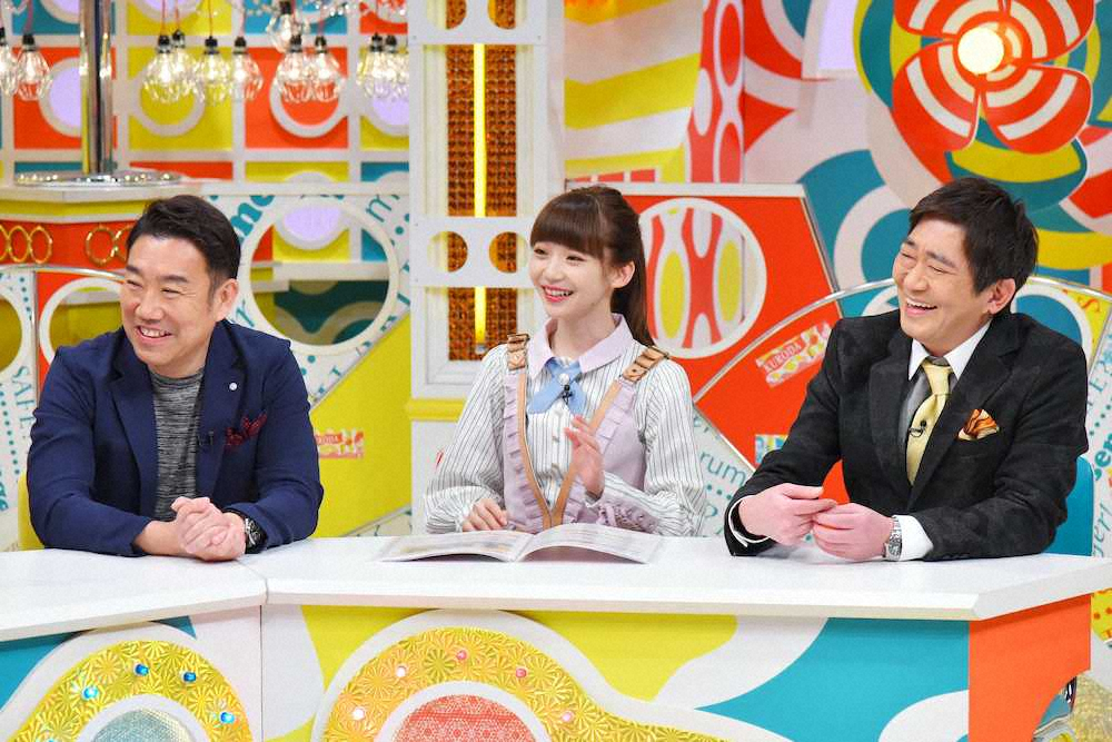MBSテレビ「メッセンジャーの○○は大丈夫なのか？」に出演の（左から）あいはら雅一、荻野由佳、黒田有