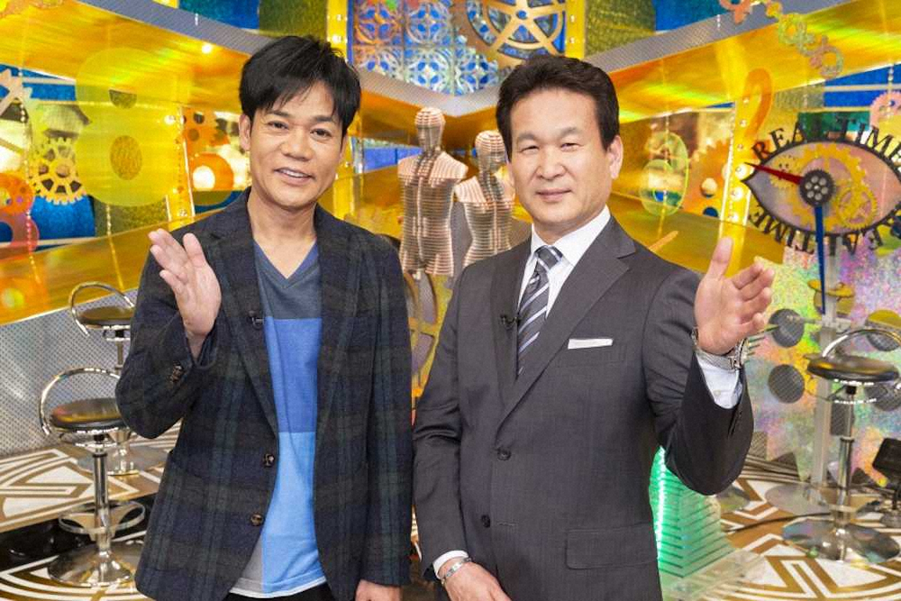 読売テレビ「体感！奇跡のリアルタイム」でMCを務める名倉潤（左）と辛坊治郎