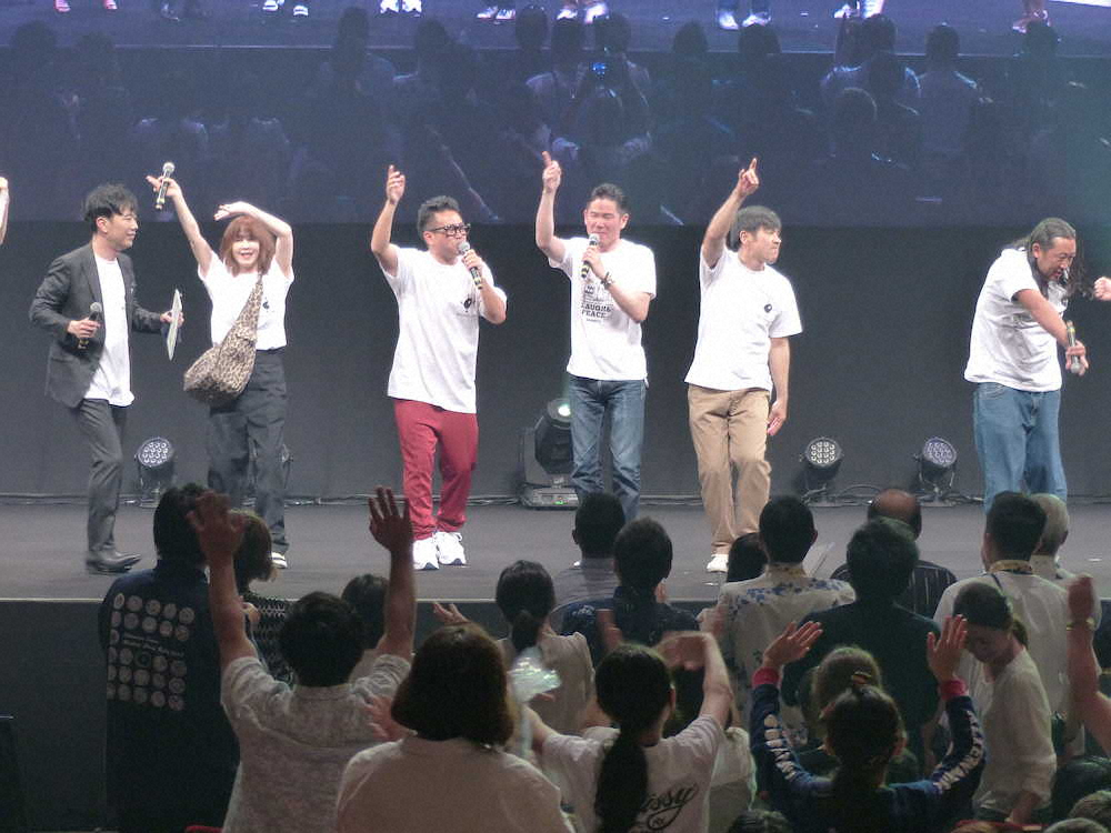 「わったー！41フェス」に出演した（左から）藤井隆、YOU、宮川大輔、「ガレッジセール」川田&ゴリ、ロバート秋山