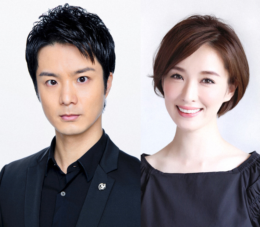 結婚することを発表した田代万里生（左）と女優の咲嬉