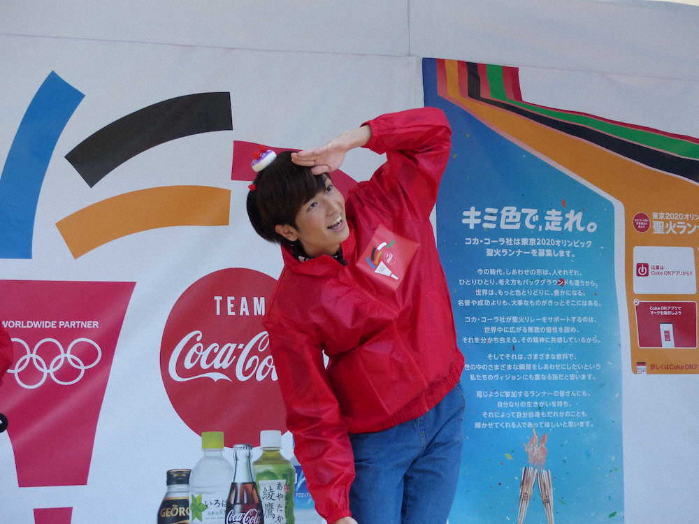 「コカ・コーラ＆東京2020オリンピック聖火リレー　全国47都道府県　聖火ランナー体験ツアー」スタートイベントに出席した夢屋まさる