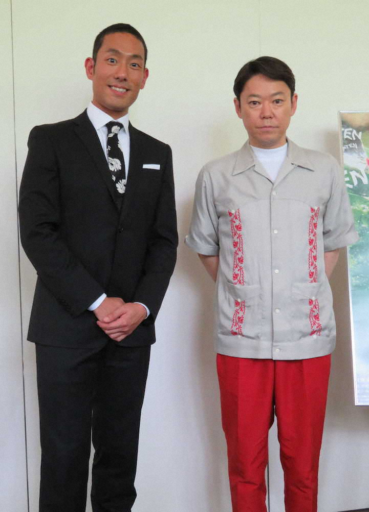 NHK大河ドラマ「いだてん」のトークショーを行った（左から）中村勘九郎、阿部サダヲ