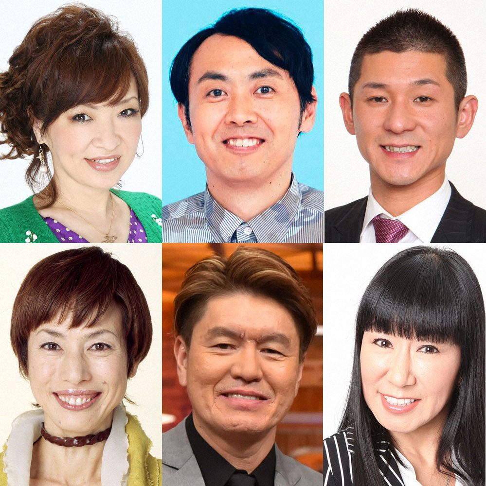 （左上から時計回りに）清水ミチコ、アンガールズ田中卓志、笑い飯・哲夫、ハイヒール・リンゴ、ヒロミ、久本雅美（C）日本テレビ