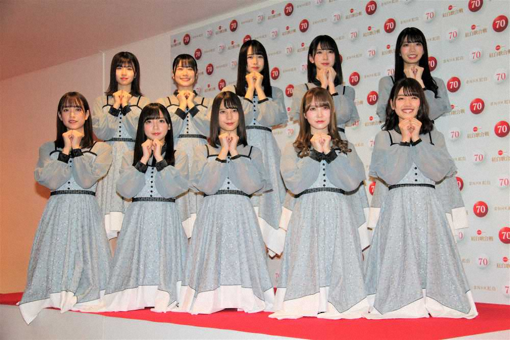 「第70回NHK紅白歌合戦」リハーサルで、取材に応じた日向坂46
