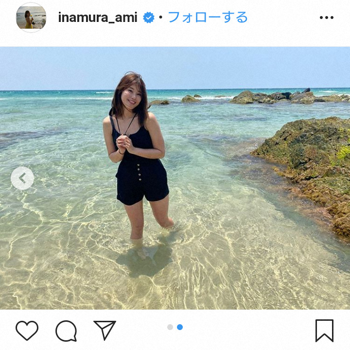 【画像・写真】稲村亜美　黒のタンクトップ、ショーパン姿で“24歳の決意”に「海より綺麗」「セクシー」