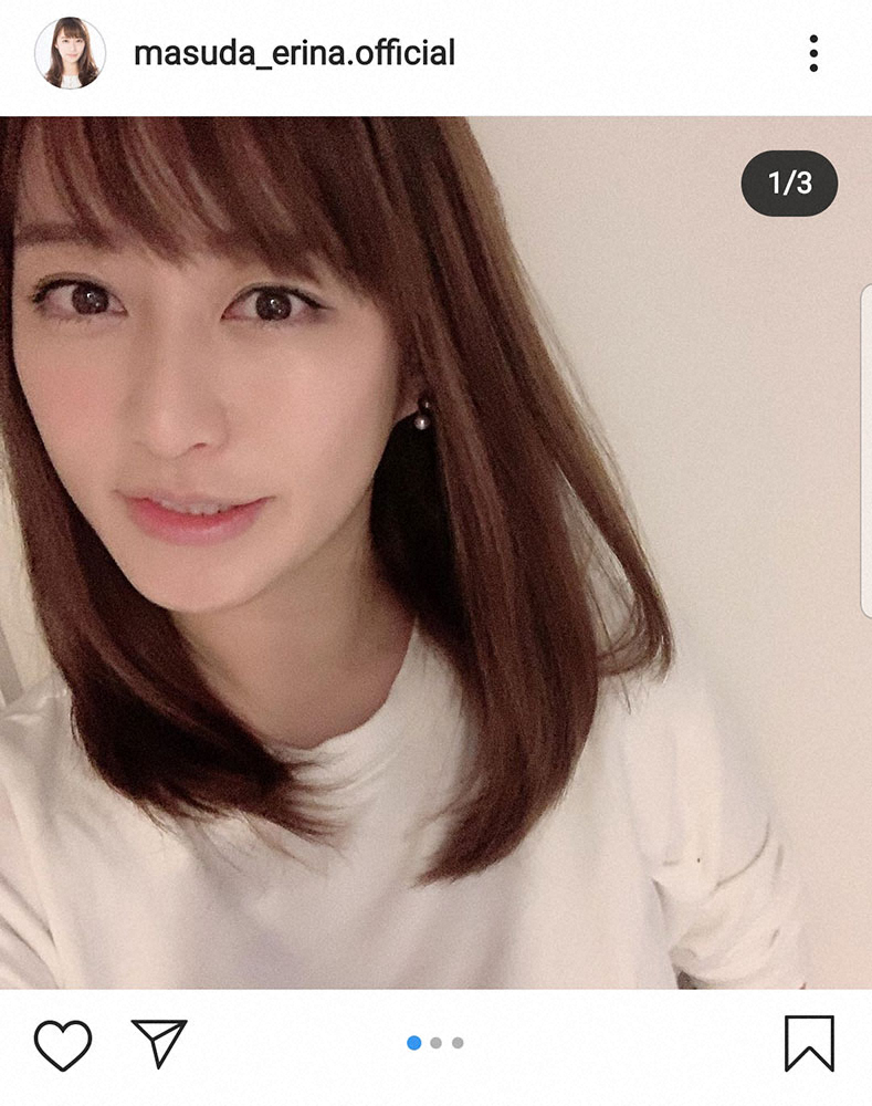 公式インスタグラムでショートカットにする前の髪形を掲載した枡田絵理奈アナ
