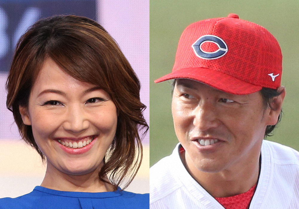 プロ野球・広島の長野久義（右）とテレビ朝日・下平さやかアナウンサー夫妻