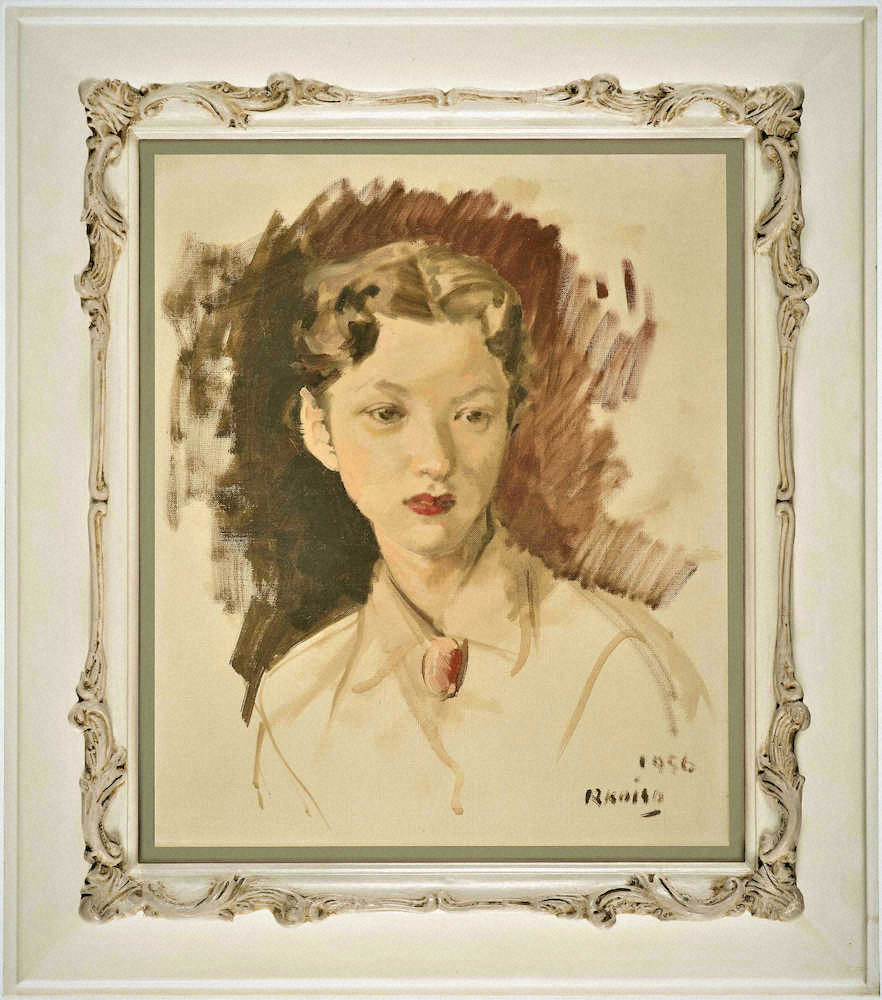神戸市立小磯記念美術館に寄付された八千草薫さんがモデルの肖像画「婦人像」（神戸市提供）
