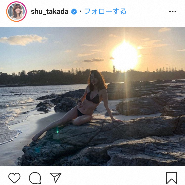 【画像・写真】“日本一いっしょに飲みたい美女”高田秋　黒ビキニ姿披露に「セクシー美女マーメイド」「たまんない！」