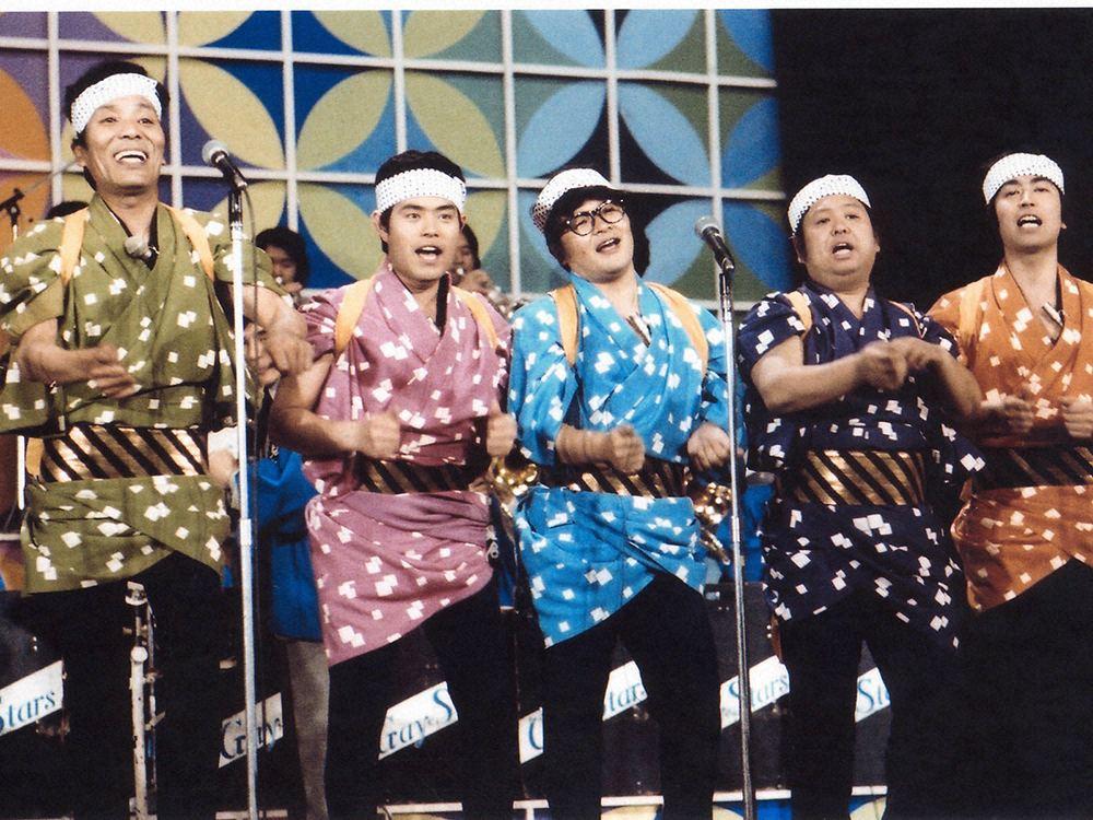 TBS「8時だよ！全員集合」で数々の爆笑コントを繰り広げたザ・ドリフターズ（左から）いかりや長介さん、加藤茶、仲本工事、高木ブー、志村けんさん