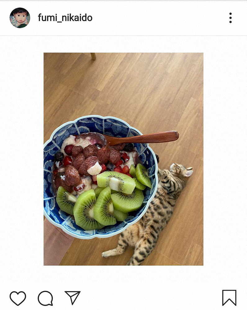 【画像・写真】二階堂ふみ　不思議なデザート写真投稿　宙に浮いてる？猫の遠近感が…