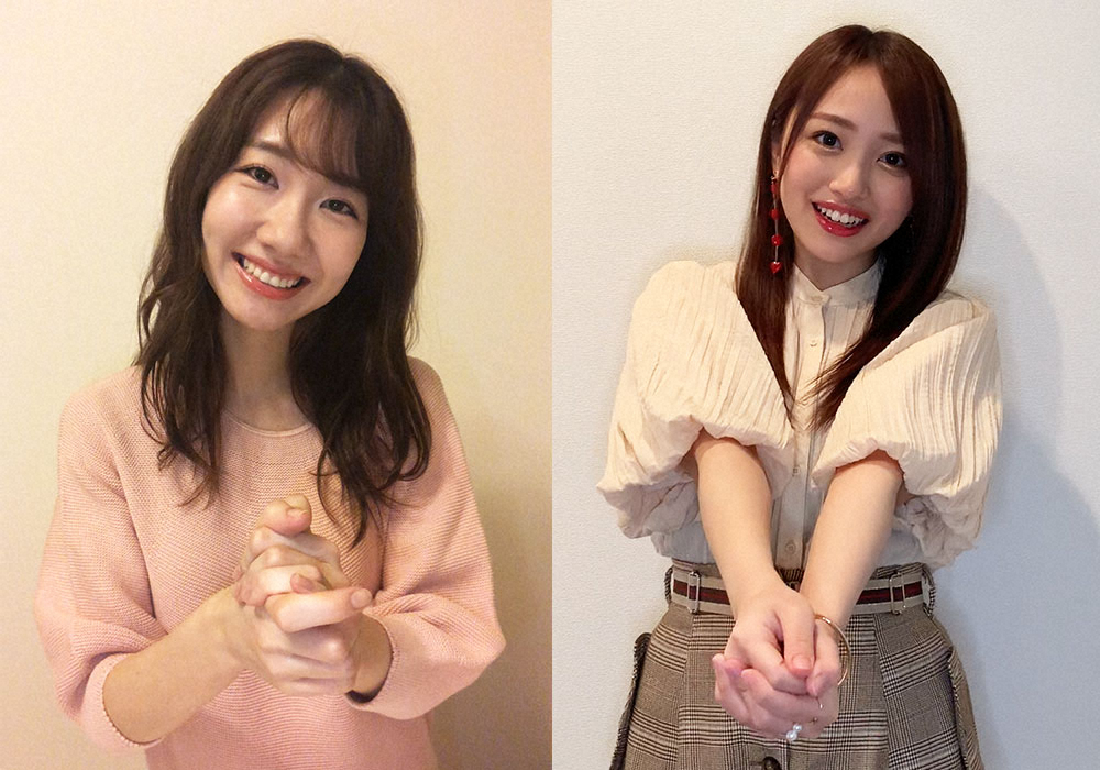 AKB48グループ“おうちで握手会”の柏木由紀（左）と向井地美音（C）AKB