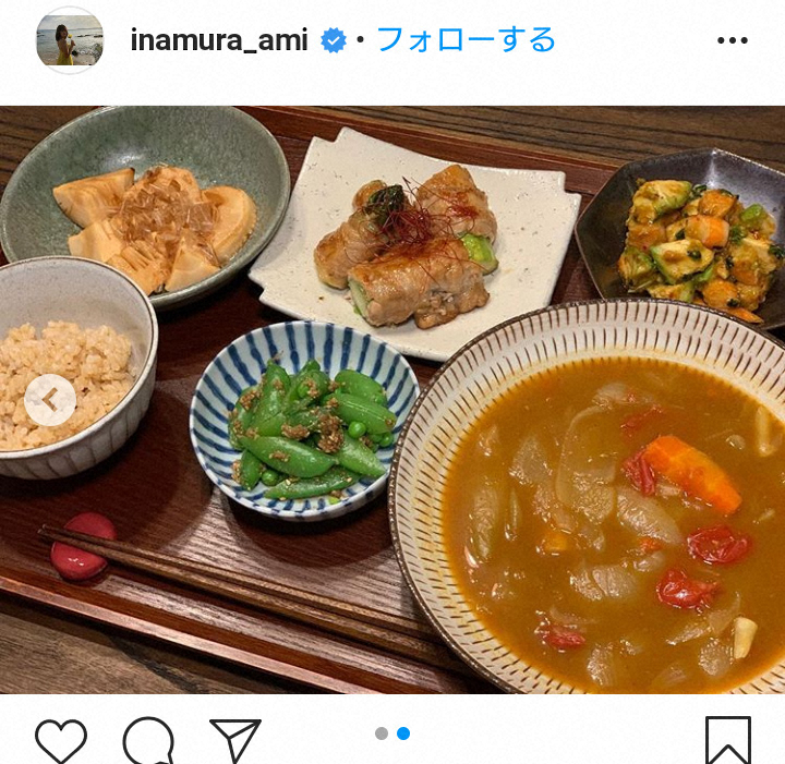 【画像・写真】稲村亜美　「肉巻き極太アスパラ」など数々の料理公開に「女子力高いねー」「お店の定食みたい」