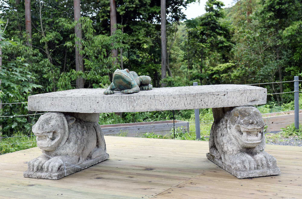 日本生態系協会が運営する「森の墓苑」に寄贈された八千草薫さんが愛用していたベンチ