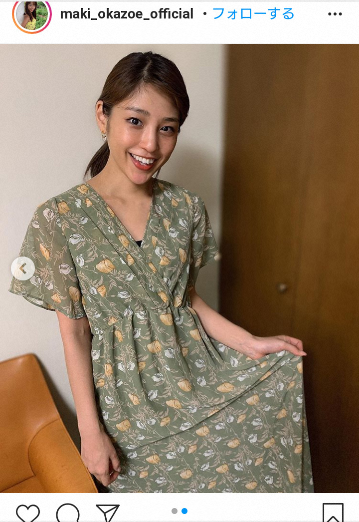 【画像・写真】岡副麻希アナ　お気に入り「はっぴーワンピ」姿　ファンにも好評「しっとりと大人の雰囲気」