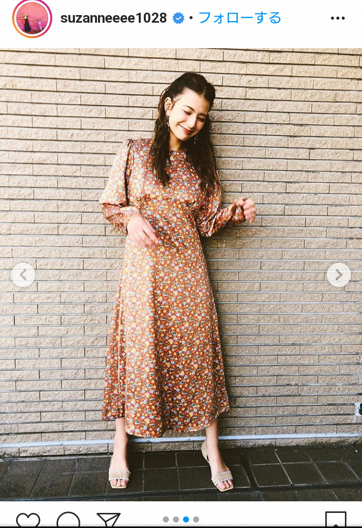 【画像・写真】スザンヌ　レトロ花柄ワンピ姿に　「ワンピの女王」「一番良く似合う」の声