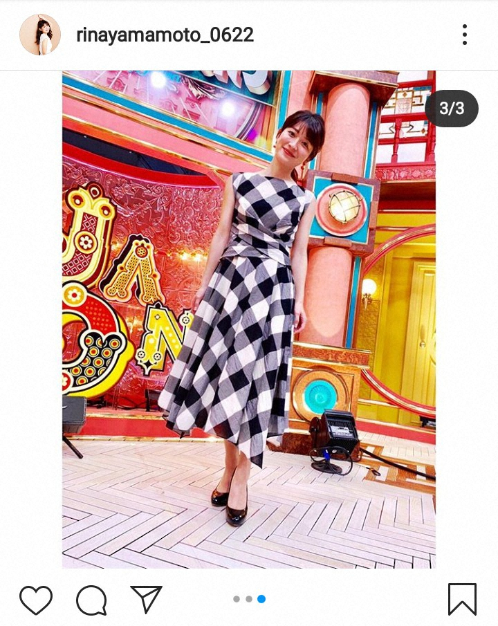 【画像・写真】TBS山本里菜アナ「この組み合わせ、好き」ギンガムチェックのワンピ姿に「安定の美しさ」「素敵」