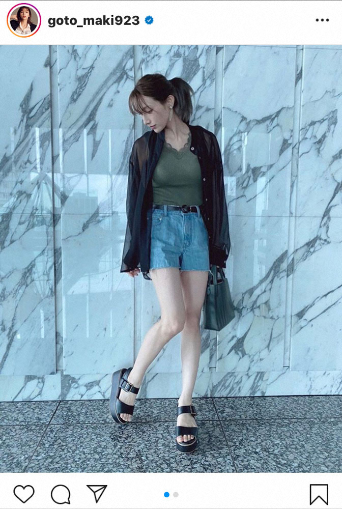 【画像・写真】後藤真希　デニムのショートパンツ姿を披露、ファン「最強美脚」「脚がマジ綺麗」