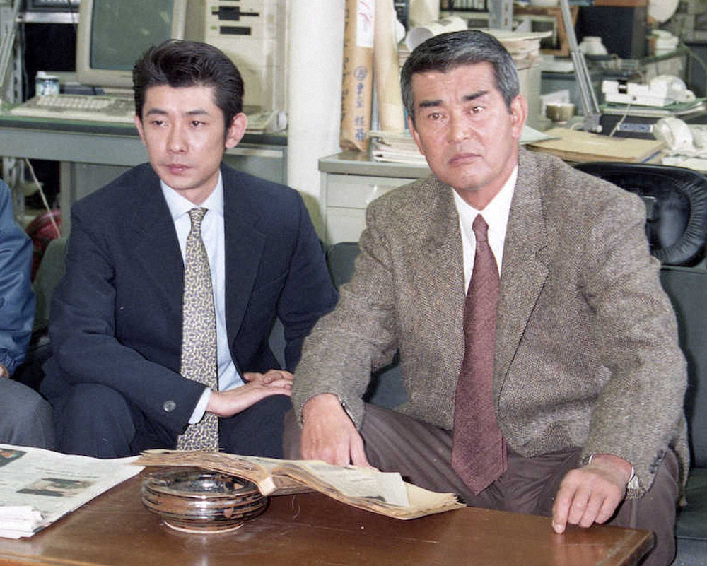 97年の映画「誘拐」で永瀬正敏（左）と共演した渡哲也さん