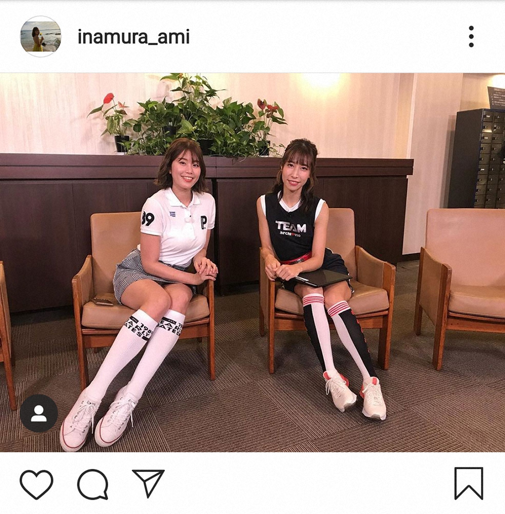 【画像・写真】稲村亜美のミニスカ・ゴルフウエア姿に「足長っ」と驚きの声　コロナ禍のロッテにエールも