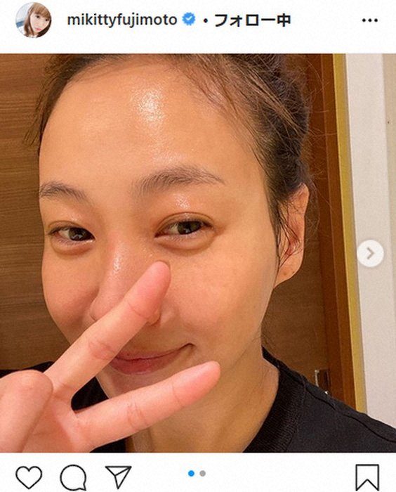 【画像・写真】藤本美貴　“加工なし”スッピン披露にファン絶賛「こんな肌になりたい」「めっちゃツヤツヤ」