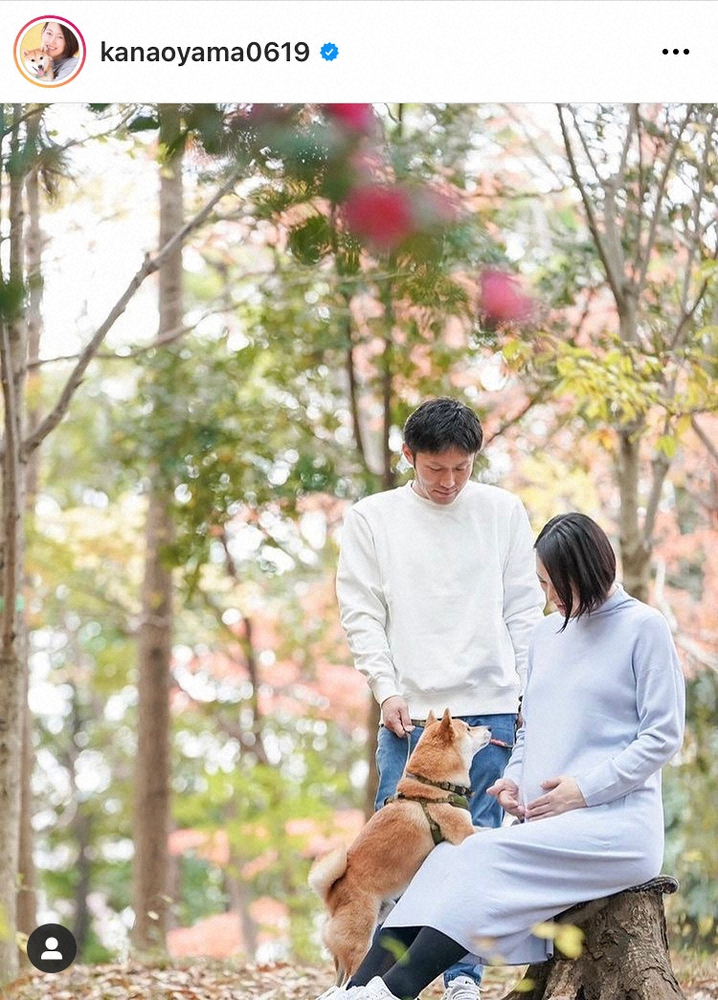 【画像・写真】双子妊娠中の大山加奈さん　“1人っ子”の愛犬とのマタニティフォトに「ほっこりする素敵な写真」