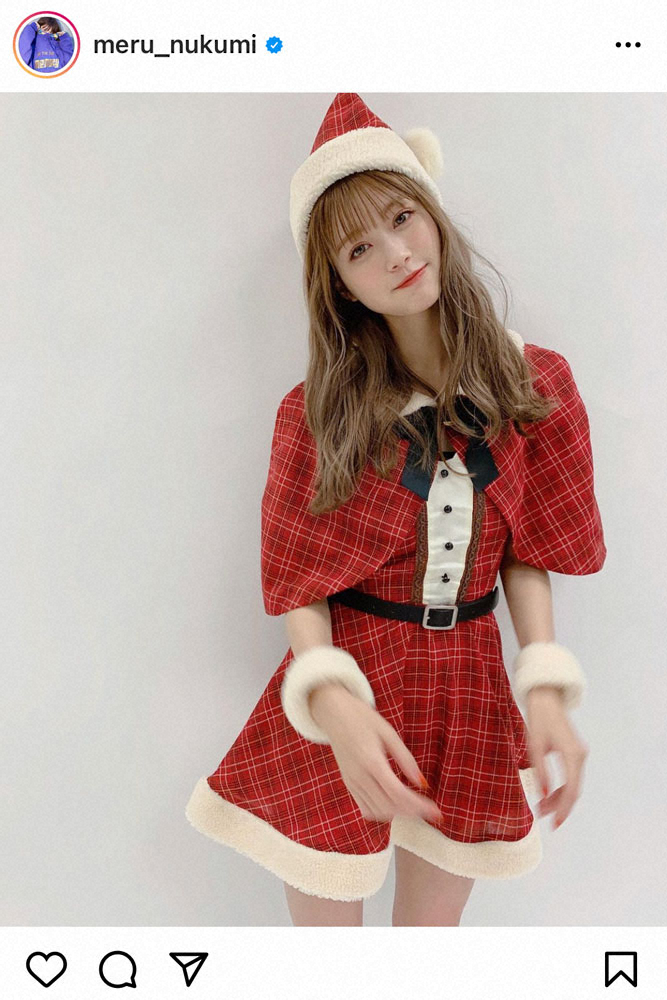 【画像・写真】めるる　ミニスカサンタ姿にフォロワー絶賛「可愛すぎ」「世界一のサンタさん」