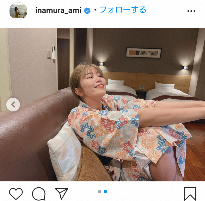 【画像・写真】稲村亜美　バースデー浴衣ショット公開に「いつも健康的で大好き」「髪の毛ハイトーン新鮮」