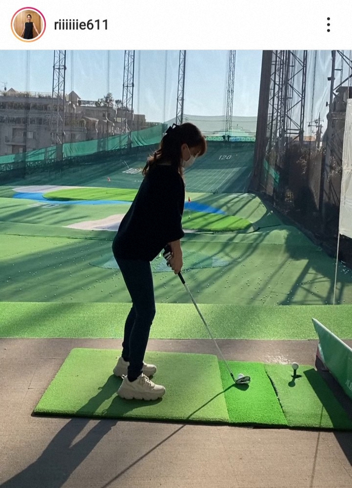 【画像・写真】田中理恵さん　ゴルフ練習動画を公開　華麗フォームもミスショットに落胆　ファン「ドンマイ」