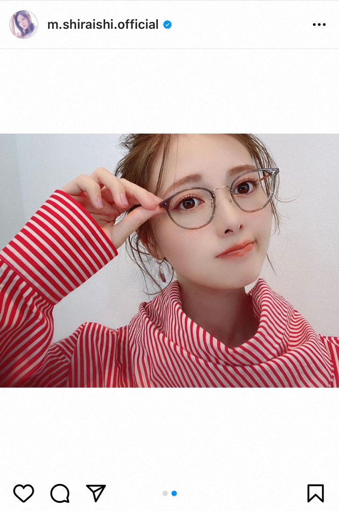 【画像・写真】白石麻衣　眼鏡ショットにフォロワー大絶賛「可愛すぎる」「天使降臨」「キュンです」