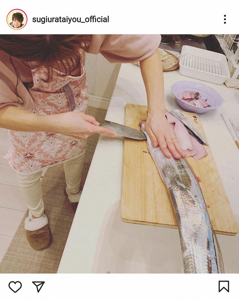 【画像・写真】杉浦太陽　妻・辻希美が太刀魚をさばく姿に驚き「凄いぞ、ノン!!」