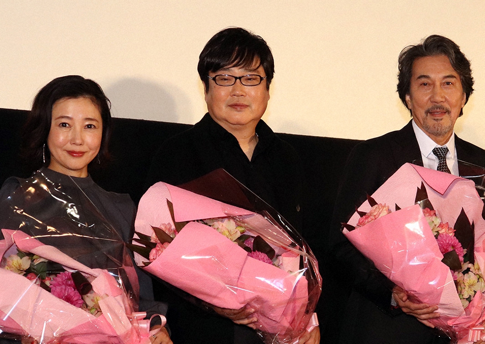 番組で共演した（左から）西川美和監督、六角精児、役所広司