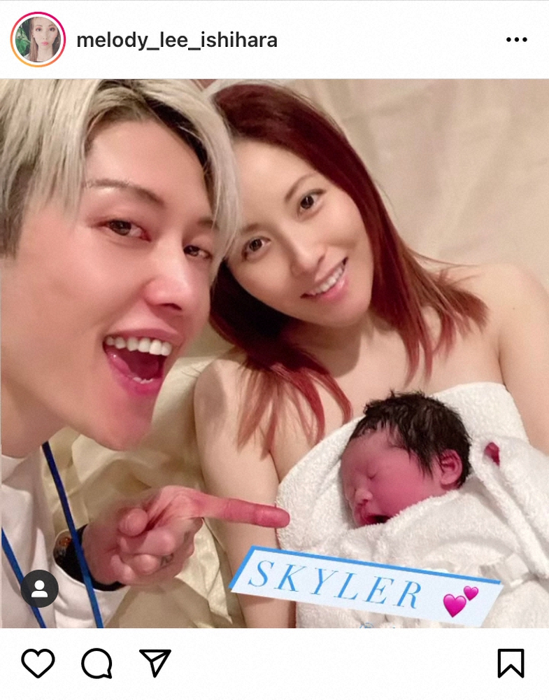 【画像・写真】MIYAVI妻のmelody.さん　第3子長男出産「最高の誕生日プレゼントです」